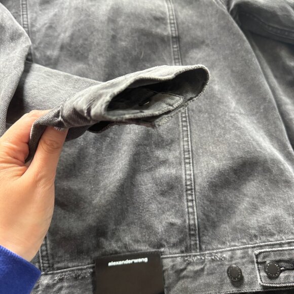 Alexander Wang A Wang Distressed Black Denim Jacket Shirt size 36 PREOWNED - Picture 10 of 10
